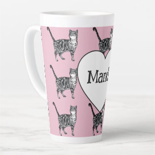 Tabby Cat Whimsical Light Pink Cats Girls Latte Mug