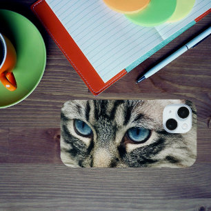Tabby Cat with Blue Eyes Close-up iPhone 15 Case