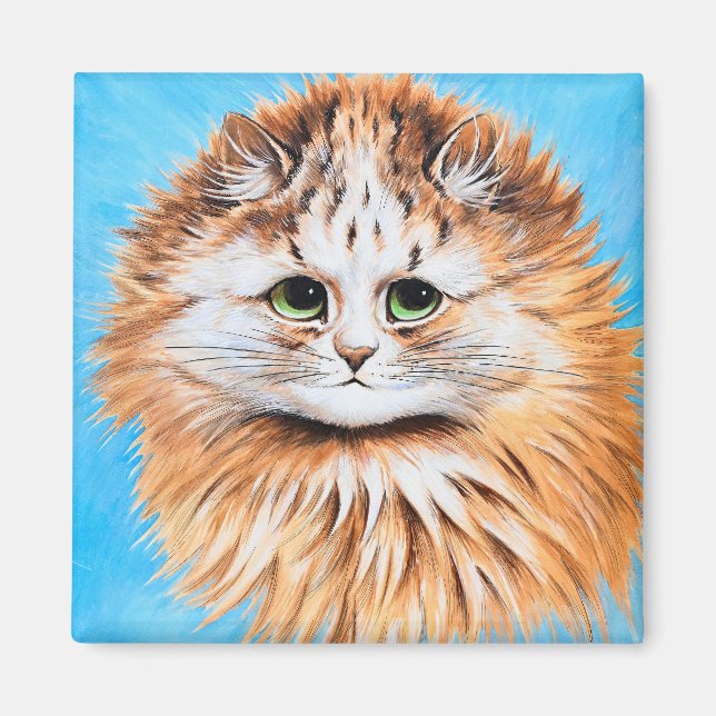 Tabby Cat With Green Eyes, Head Study by L. Wain Magnet (Front)