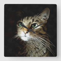 Tabby Cat With Green Eyes Isolated On Black