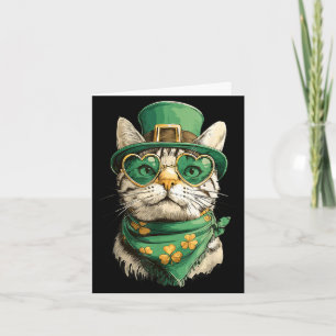Tabby cat with hearts sunglasses shamrocks stTabby Card