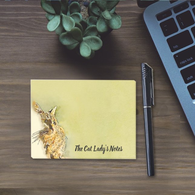 Tabby Cat with Pink Heart Nose Brushstrokes Post-it Notes (Creator Uploaded)