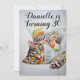 Tabby Cat Womans 30th Birthday Invitation