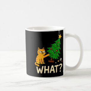 Tabby Cat Xmas Cat Pushing Christmas Tree Over Cat Coffee Mug