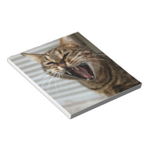 Tabby Cat Yawning Artistic Portrait Notepad
