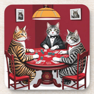 Tabby Cats Playing Poker Coaster