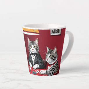 Tabby Cats Playing Poker Latte Mug