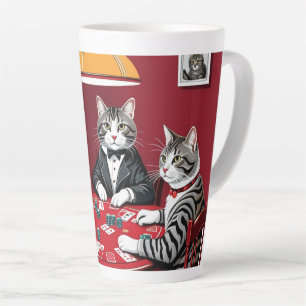 Tabby Cats Playing Poker Latte Mug