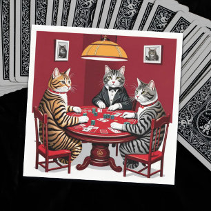 Tabby Cats Playing Poker Napkin