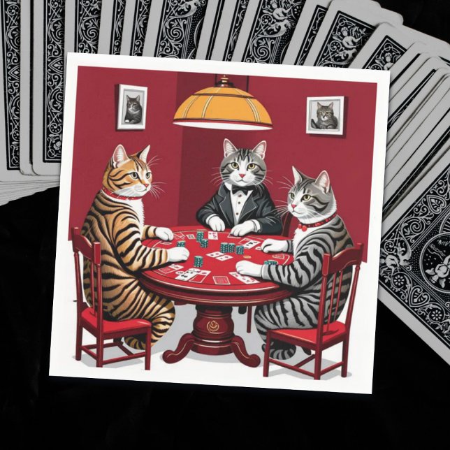Tabby Cats Playing Poker Napkin (Creator Uploaded)