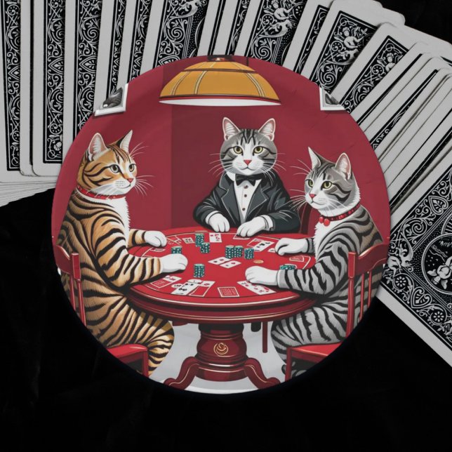 Tabby Cats Playing Poker Paper Plate (Creator Uploaded)