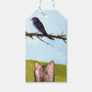 Tabby Cats Talk to Birds Gift Tags