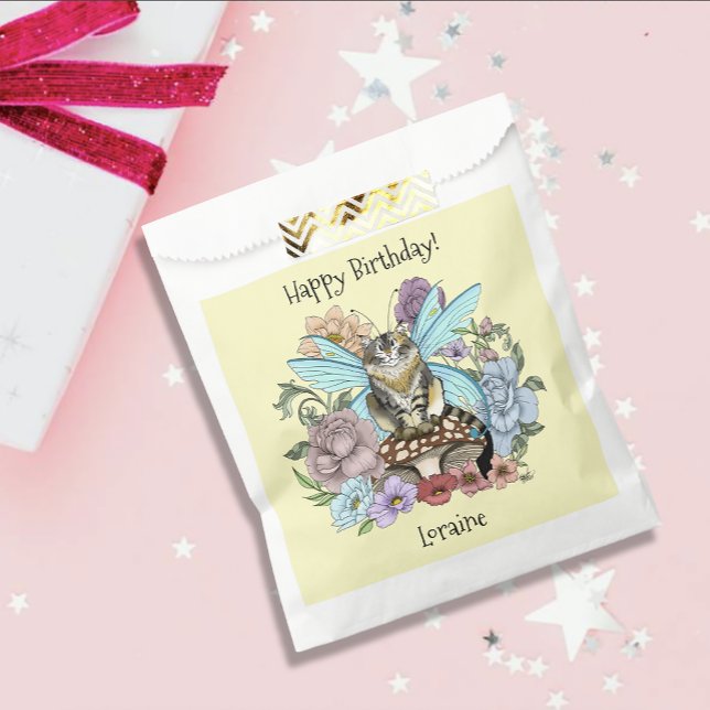 Tabby Fairy Cat Mushroom Floral Favour Bag (Creator Uploaded)