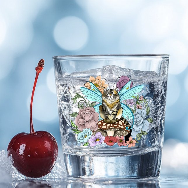 Tabby Fairy Cat Mushroom Floral Shot Glass (Creator Uploaded)
