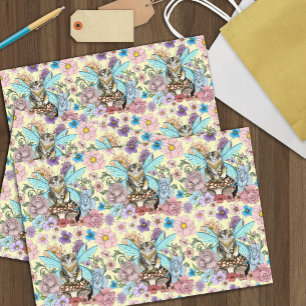 Tabby Fairy Cat Mushroom Floral Tissue Paper