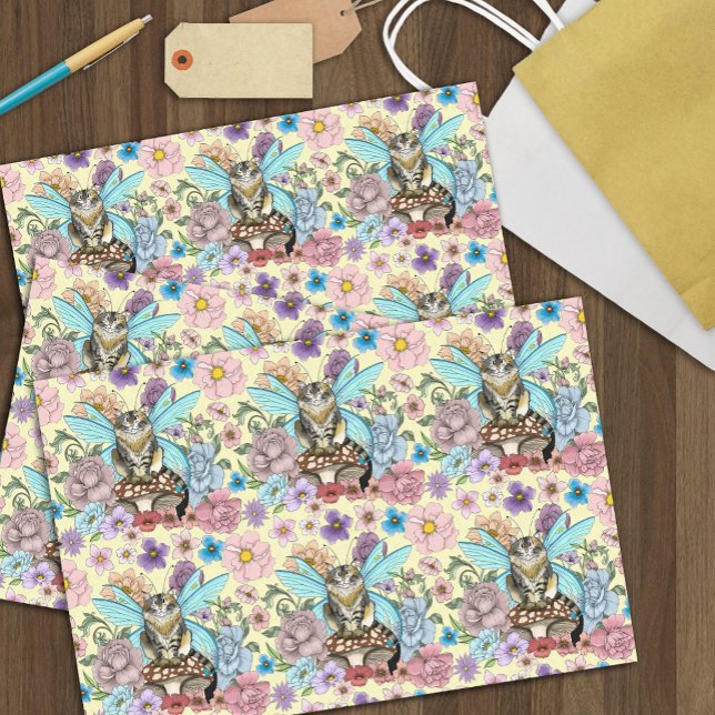Tabby Fairy Cat Mushroom Floral Tissue Paper (Creator Uploaded)