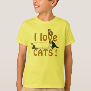 Tabby & friends-I love cats kids tee! T-Shirt