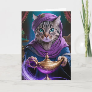 Tabby Genie Folded Greeting Card