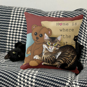 Tabby Home Burgundy Cat Cushion
