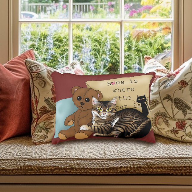 Tabby Home Burgundy Cat Decorative Cushion (Creator Uploaded)