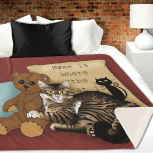 Tabby Home Burgundy Cat Sherpa Blanket