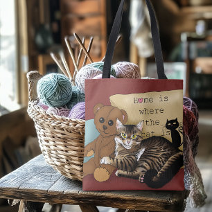 Tabby Home Burgundy Cat Tote Bag