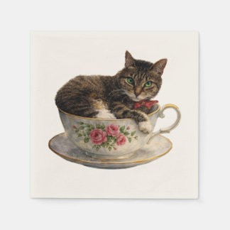 Tabby in a Teacup Napkin
