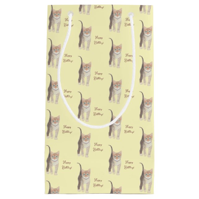 Tabby Kitten Customisable Small Gift Bag (Front)