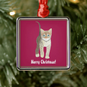Tabby Kitten Metal Ornament