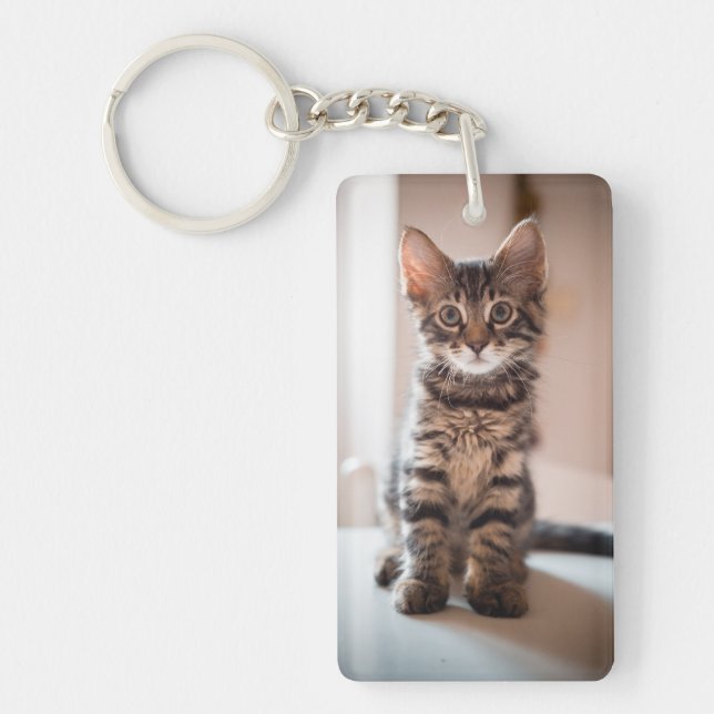Tabby Kitten on the Table Key Ring (Front)