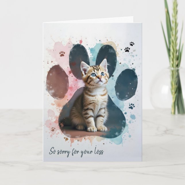 Tabby Kitten Pet Loss Sympathy Card (Front)