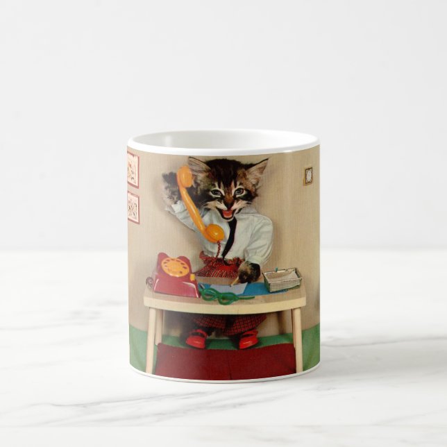 tabby kitten secretary RPPC Coffee Mug (Center)