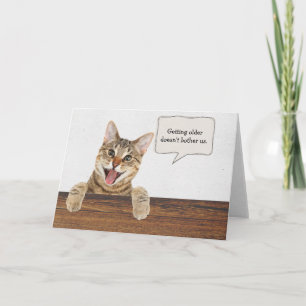 tabby kitten with funny birthday text bubble card