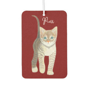 Tabby Kitten With Text Maroon Car Air Freshener