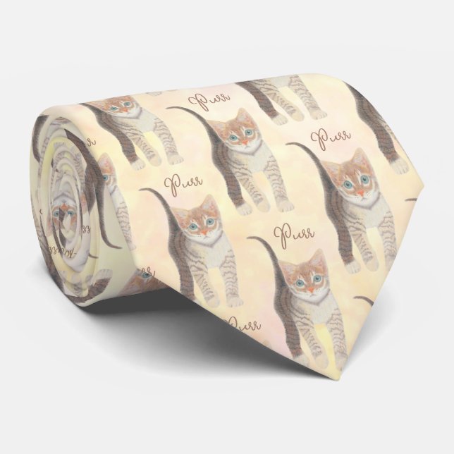 Tabby Kitten With Text Necktie (Rolled)