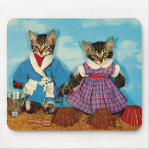 tabby kittens on the beach RPPC Mouse Pad