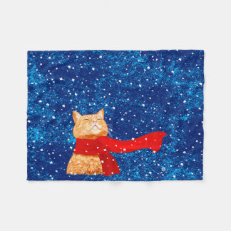 Tabby loves Snow Fleece Blanket