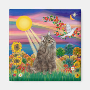 Tabby Norwegian Forest Cat - Autumn Sun Magnet