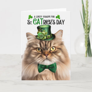 Tabby Persian Cat Lucky Charm St CATrick's Day Holiday Card