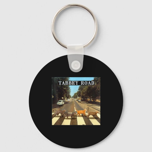 Tabby Road Cool Tabby Cats Crossing  Key Ring (Front)