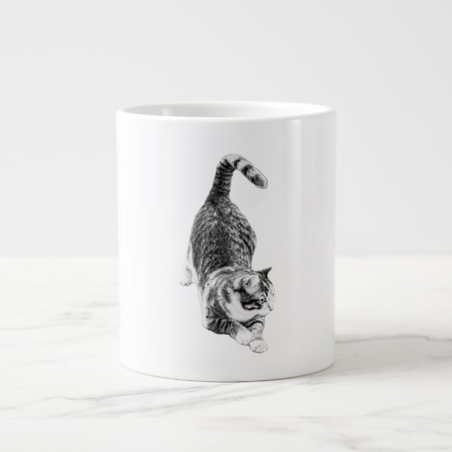 Tabby Steps Into Autumn Large Coffee Mug (Front)