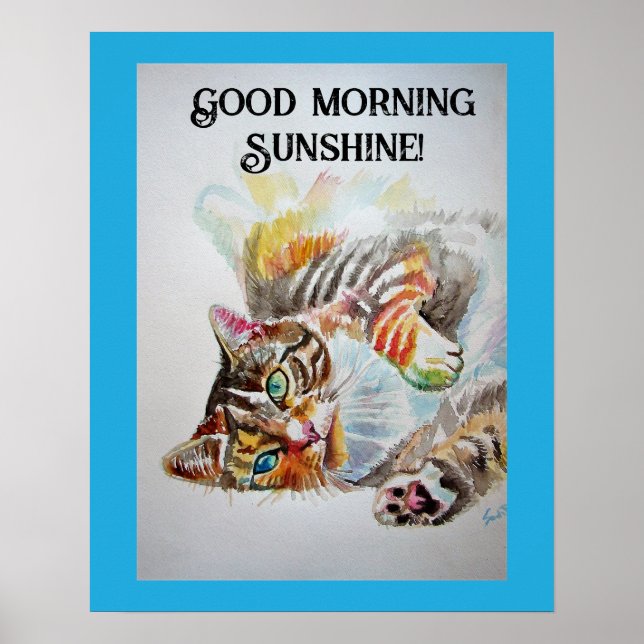 Tabby tabbies Cute Cat cats watercolor Poster (Front)