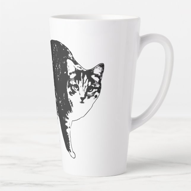 Tabby Under Holiday Lights Latte Mug (Right)