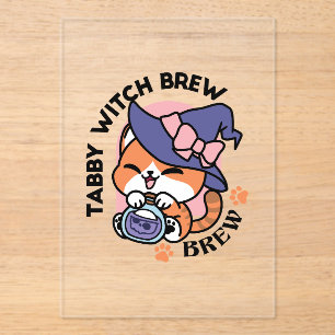 Tabby Witch Brew – Cute Halloween Cat Design Acrylic Invitations