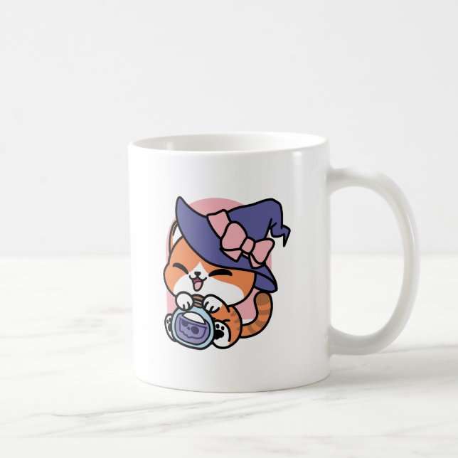 Tabby Witch Brew – Cute Halloween Cat Design Coffee Mug (Right)