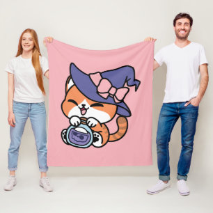 Tabby Witch Brew – Cute Halloween Cat Design Fleece Blanket