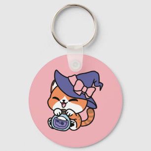 Tabby Witch Brew – Cute Halloween Cat Design Key Ring