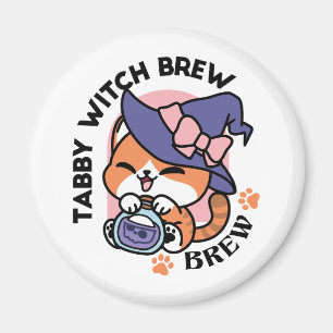 Tabby Witch Brew – Cute Halloween Cat Design Magnet