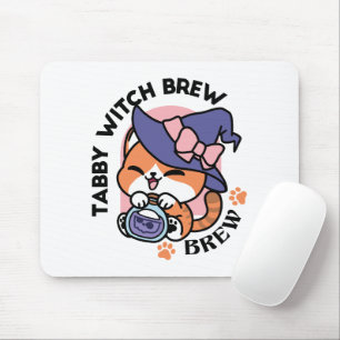 Tabby Witch Brew – Cute Halloween Cat Design Mouse Pad