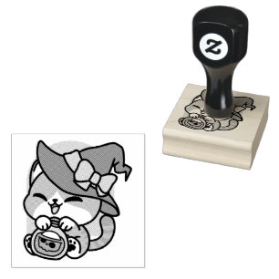Tabby Witch Brew – Cute Halloween Cat Design Rubber Stamp